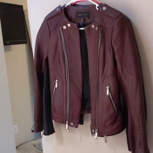 BCBG Blake leather jacket burgundy